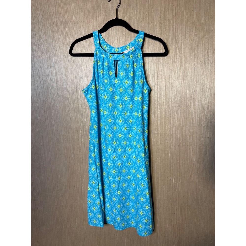 Jude Connally Womens Blue Geometric Halter Neck Jude Cloth Dress Size S USA Made